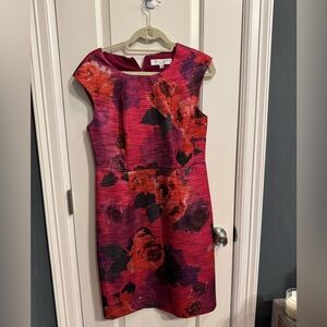Trina Turk Pink and Red Floral Midi Dress